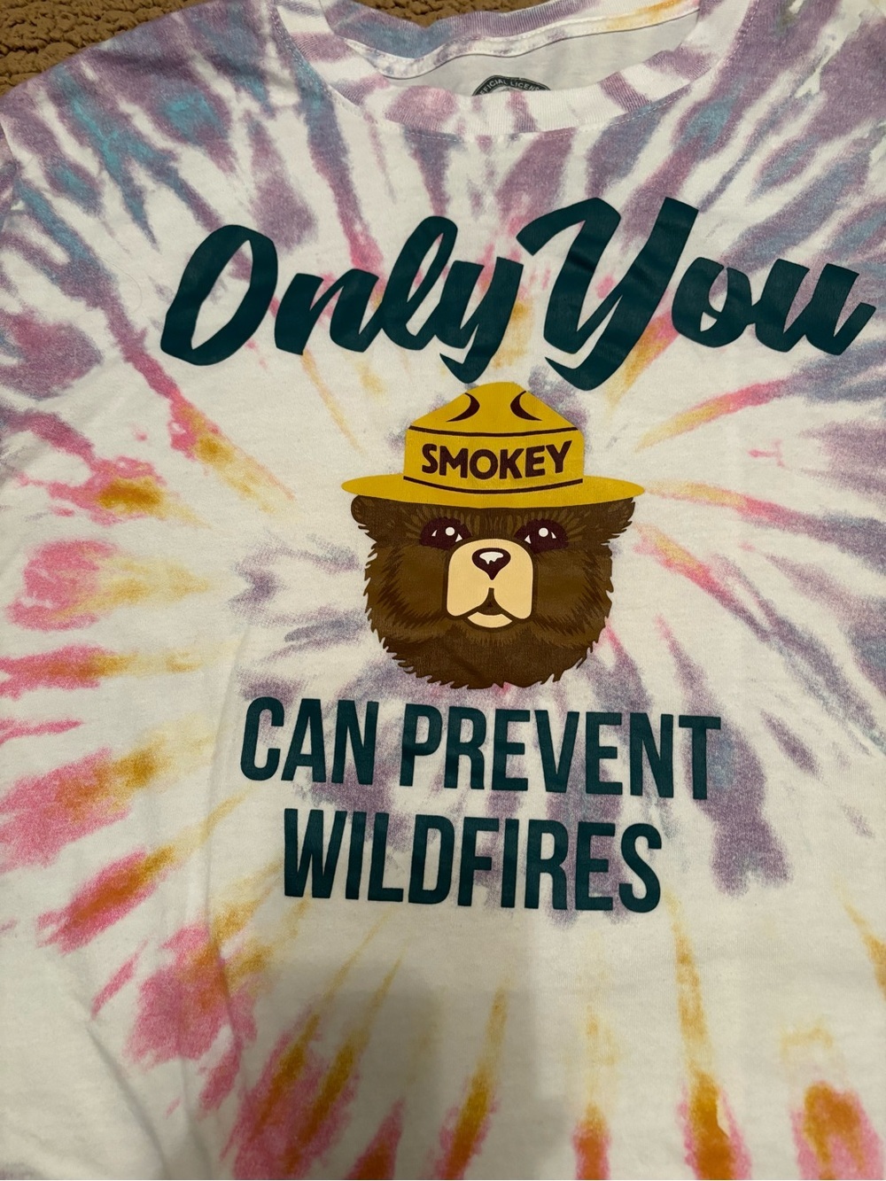 Smokey the Bear Tie-Dye crop tee S